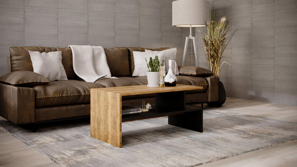 COUCHTISCH JULA 93 - Alteiche/Schwarz, Holz (50/93/45cm) - Mat-Haus