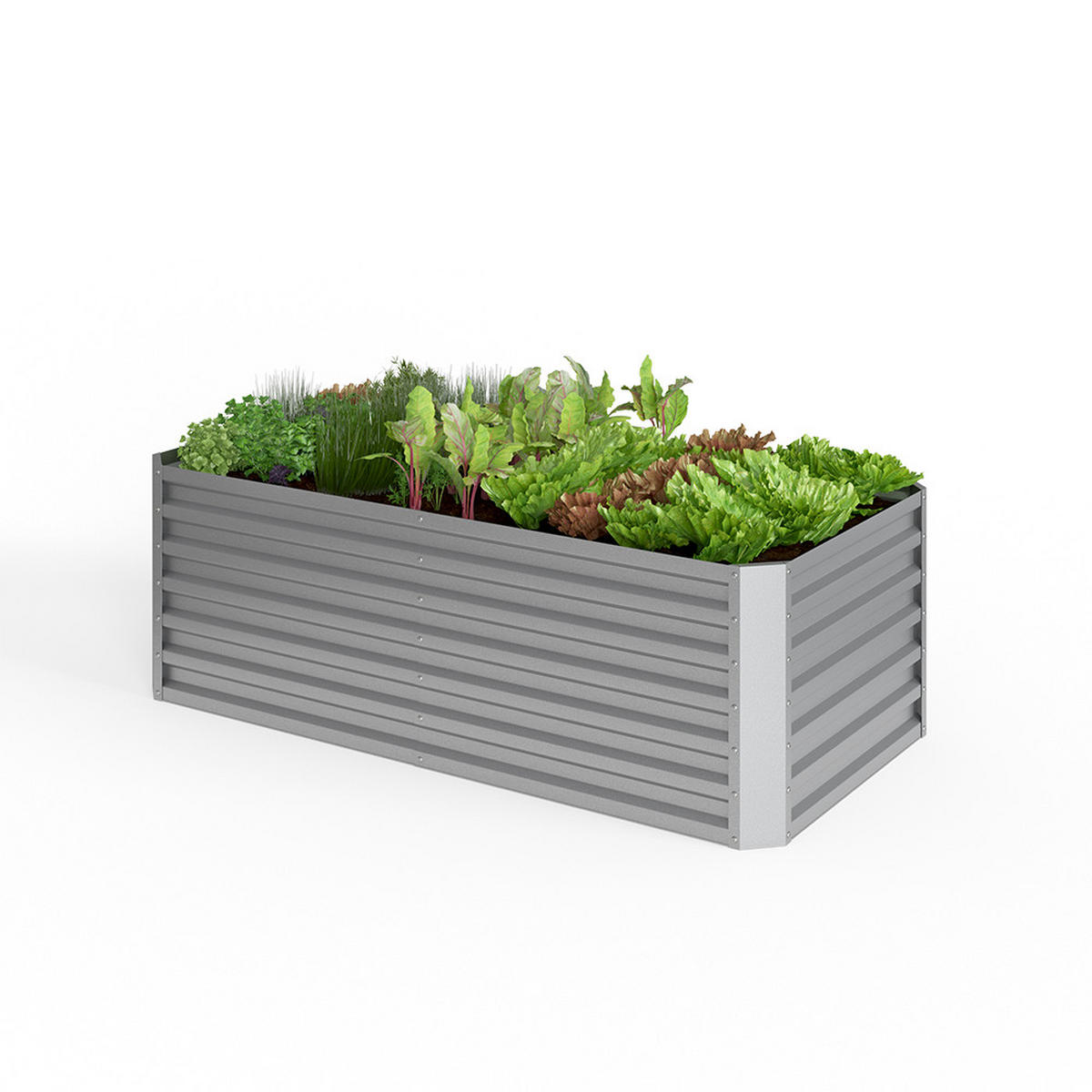 HOCHBEET Silber 180 x 60 cm - Silberfarben, Metall (180/90/60cm) - OK-Living