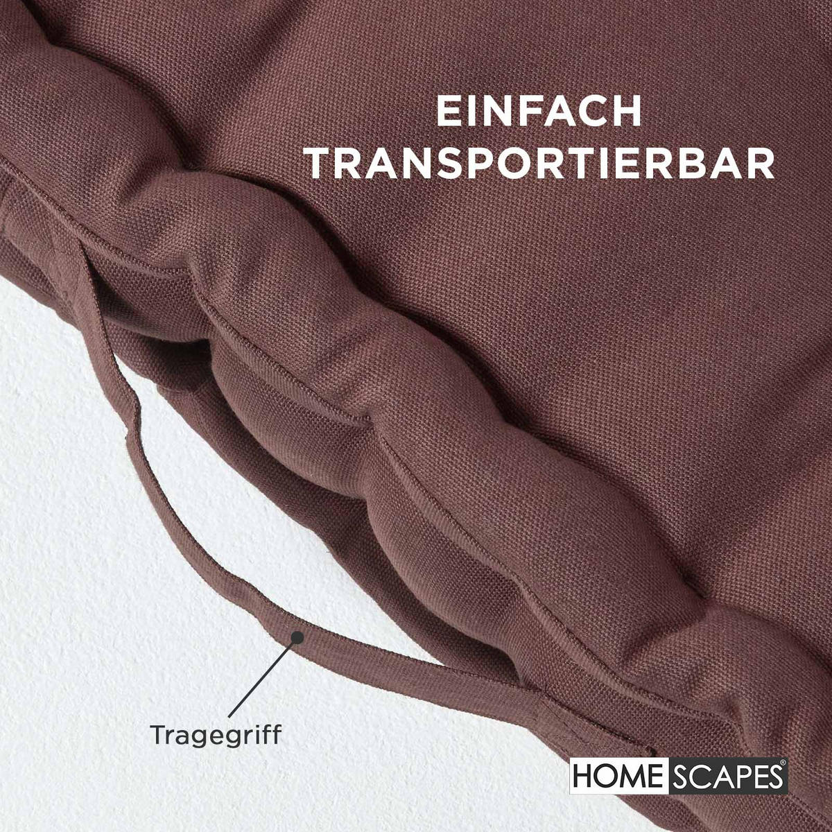 SITZKISSEN braun 50/50/10 cm – Bodenkissen unifarben - Braun, Textil (50/50/10cm) - Homescapes