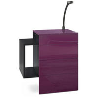 NACHTTISCH Queens Front in Brombeer Hochglanz - Brombeere, Holzwerkstoff (60/63/36cm) - Vladon