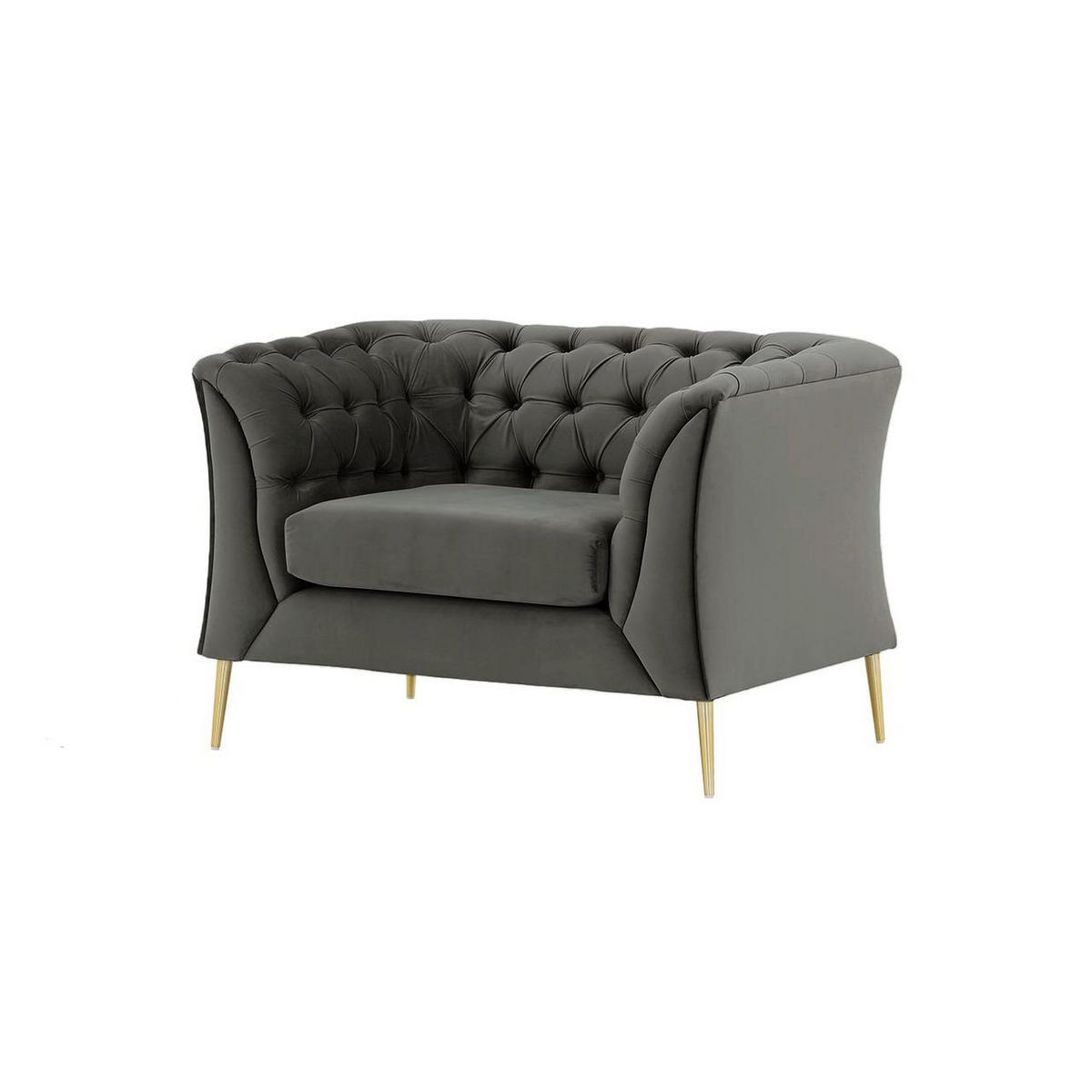 SESSEL Chesterfield Modern-Velluto 19 - Dunkelgrau, Holz/Textil (106/74/80cm)