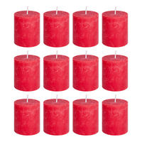 STUMPENKERZE (12er Set) Rustic - Rot, Paraffin (7/8/7cm) - Butlers