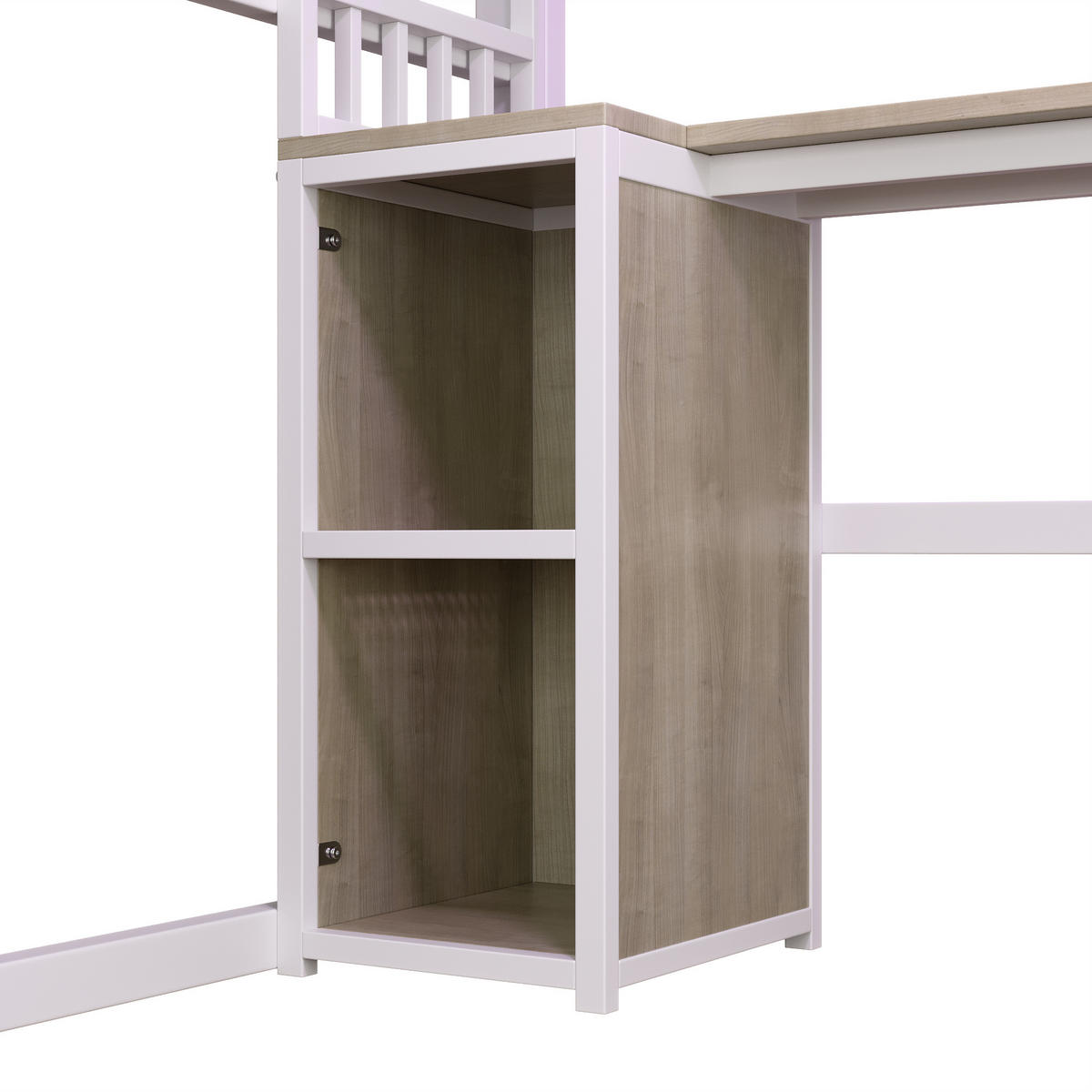 HOCHBETT 90/200 cm in Weiß mit Lichtleiste, Steckdose und Schreibtisch, Metall - Weiß, Holzwerkstoff/Metall (90/200cm) - CHICFURN