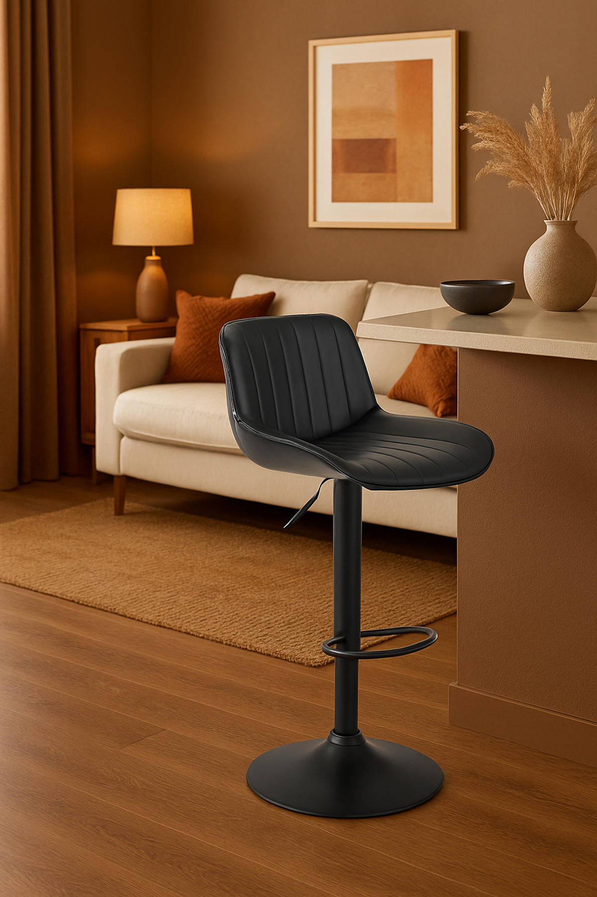 BARHOCKER Lento Gestell schwarz Kunstleder Schwarz - Schwarz, Kunststoff/Metall (50/108/50cm) - TPFLiving