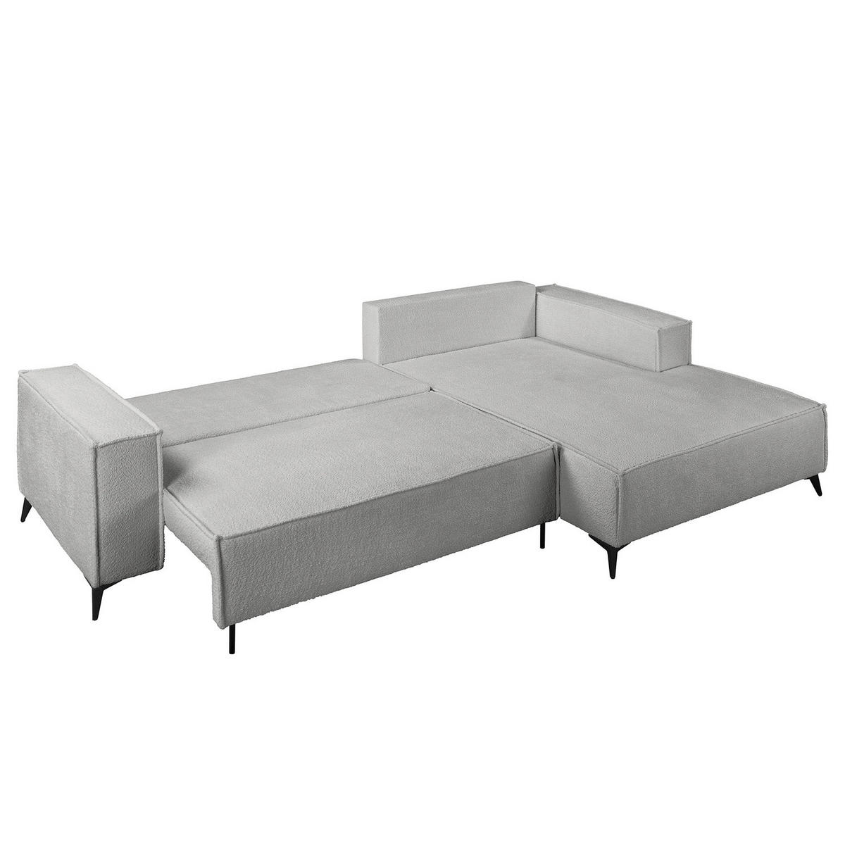 ECKSOFA mit Schlaffunktion - Schwarz/Grau, Textil (294/185cm) - home24