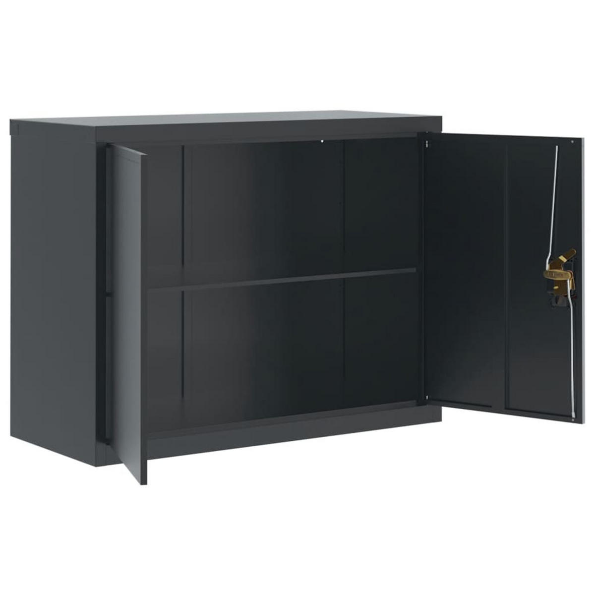 AKTENSCHRANK mit 2 Fächer und abschließbare Türen, 90/40/70 cm, aus Stahl, in Anthrazit - Anthrazit, Metall (90/70/40cm) - vidaXL