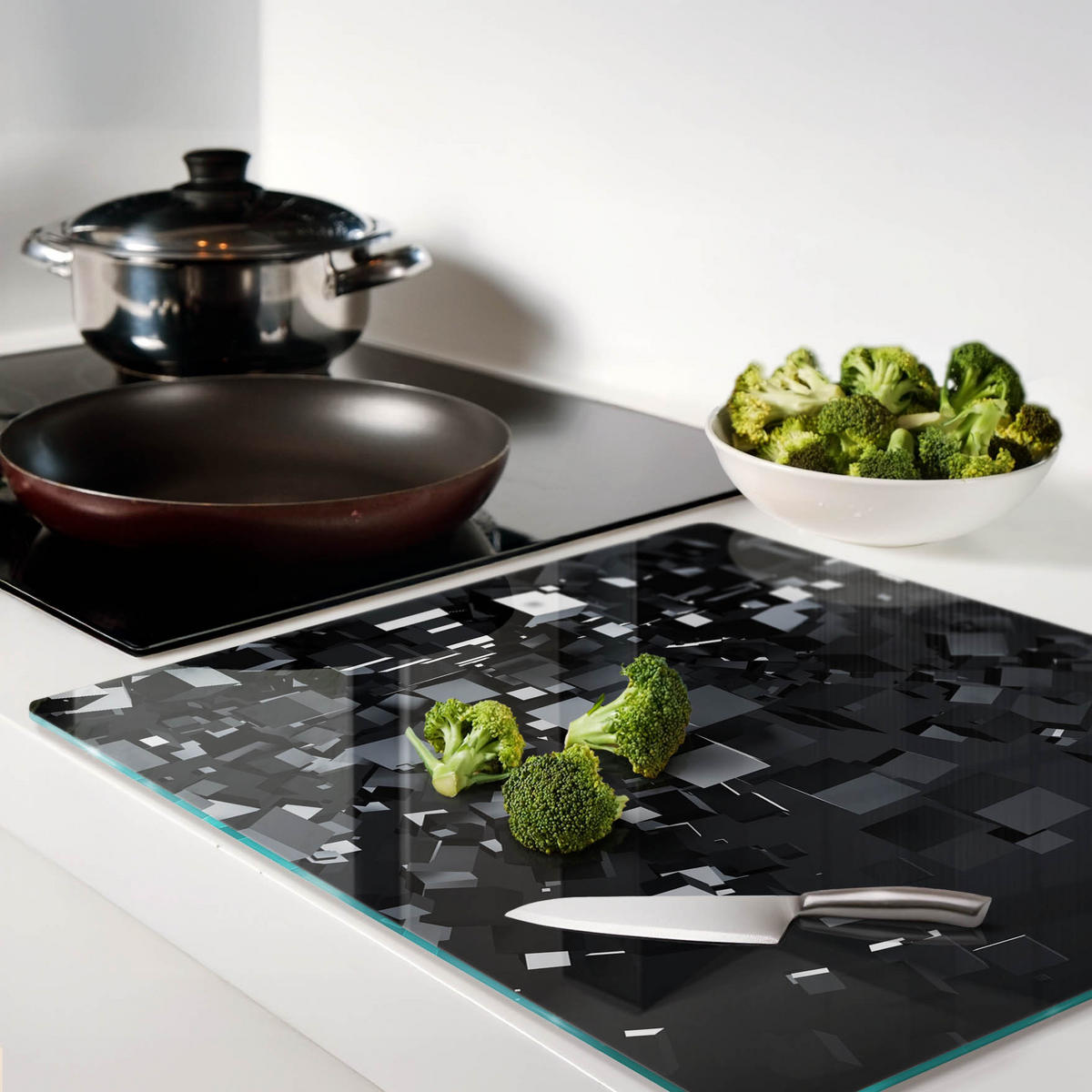 GLASPLATTE 60x52 cm 3D - Schwarz, Glas (60/0.4/52cm) - TULUP