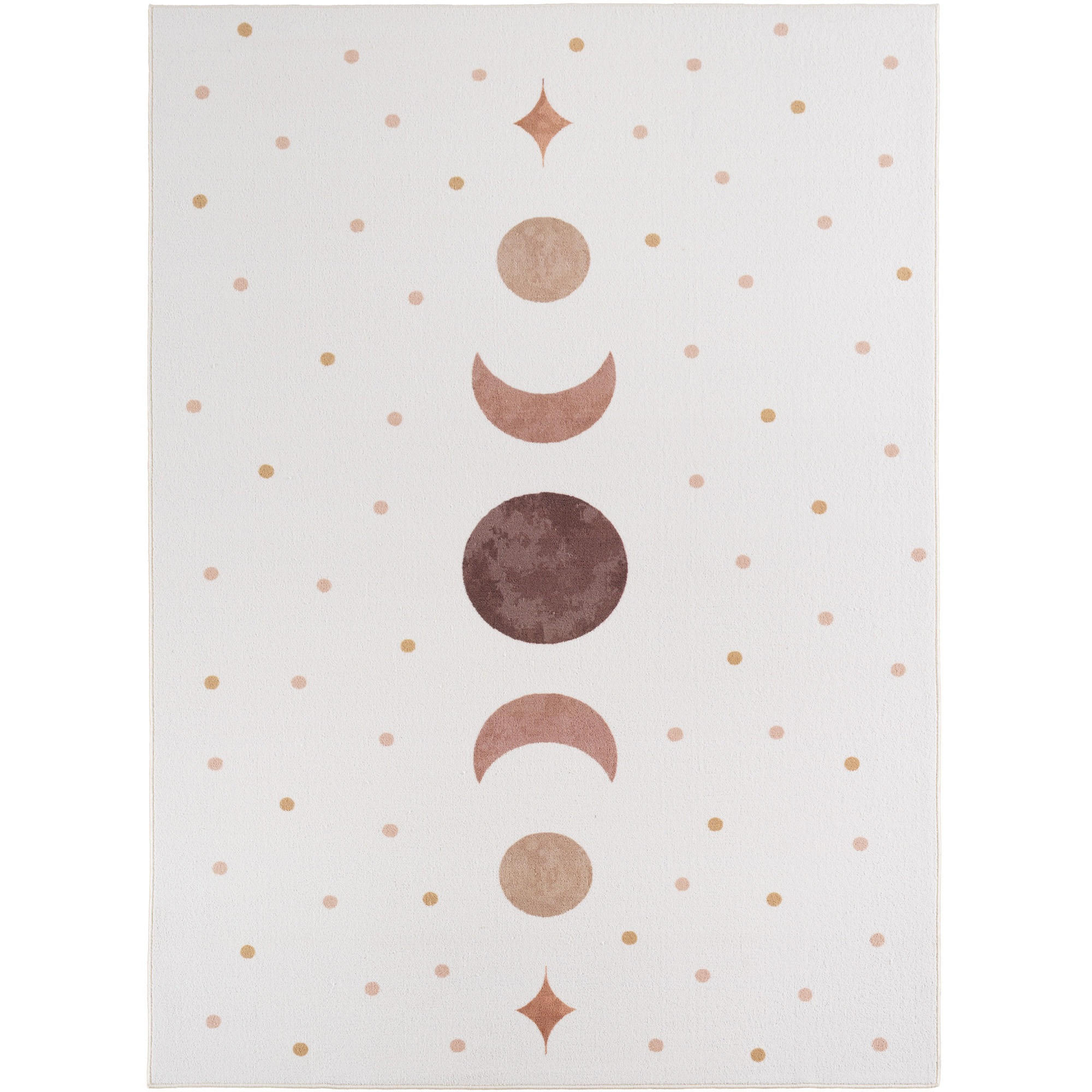 TEPPICH Kurzflor Waschbar TINO in Creme, mit Mondphasen-Motiv, 200 x 290 cm - Beige, Textil (200/290cm) - KADIMA DESIGN