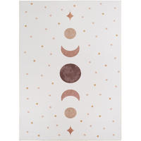 TEPPICH Kurzflor Waschbar TINO in Creme, mit Mondphasen-Motiv, 120 x 170 cm - Beige, Textil (170/120cm) - KADIMA DESIGN