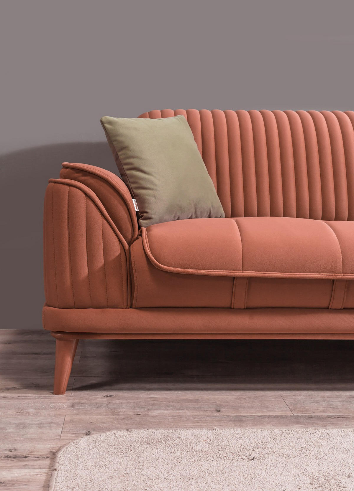 3 Sitzer SOFA Bond Samt Terracotta - Terracotta, Holz/Textil (230/85/100cm) - Villa Möbel