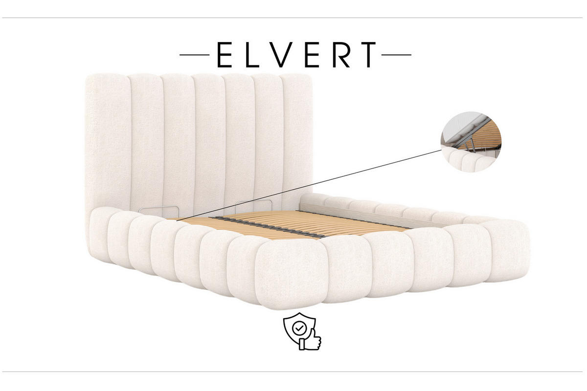 POLSTERBETT aus Polyester Elvert 200x200 cm, Cremefarbe - Creme, Textil (200/200cm) - Meblito