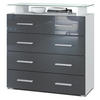 KOMMODE Pavos Grau Hochglanz - Grau, Holzwerkstoff (76/81/35cm) - Vladon