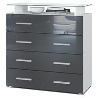 KOMMODE Pavos Grau Hochglanz - Grau, Holzwerkstoff (76/81/35cm) - Vladon