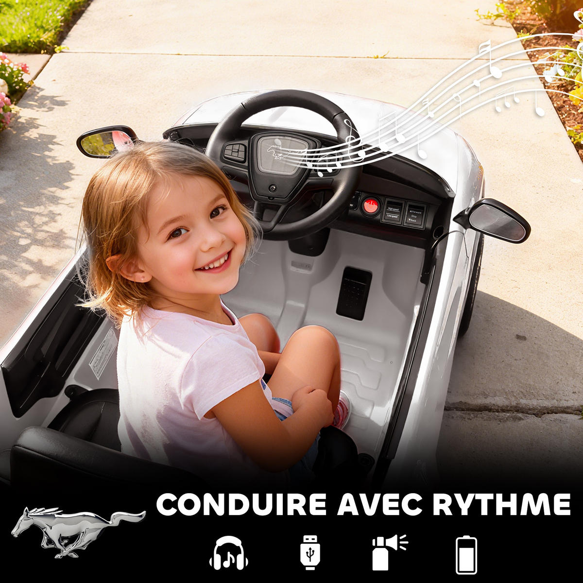 ELEKTRO-KINDERAUTO DE-13149 2 Motoren Weiß - Weiß, Kunststoff (233.68/139.7/111.76cm) - ComfortXL