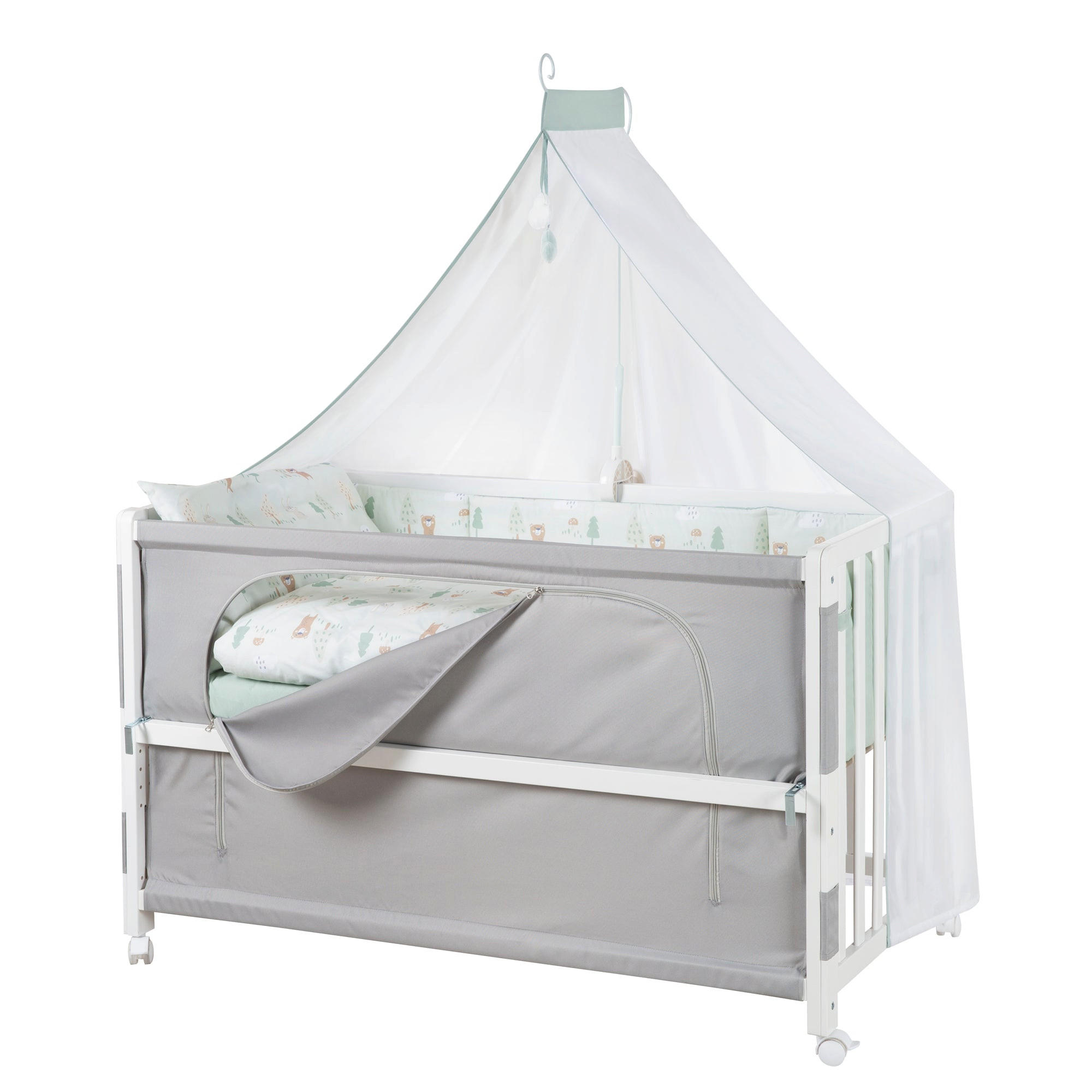 BABYBETT Woodland Buddies 5er-Set 60 x 120 cm - Weiß, Holzwerkstoff/Textil (60/120cm) - Roba
