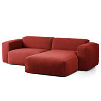 1,5-SITZER ECKSOFA mit Longchair - Rot/Schwarz, Kunststoff/Textil (260/173cm) - home24