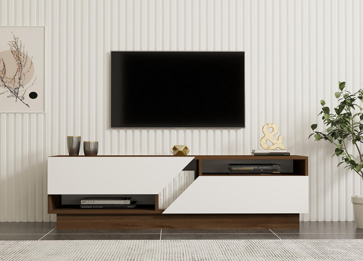 TV-MÖBEL koza weiss - Weiß, Holz (40/45/160cm) - Habitat Garten