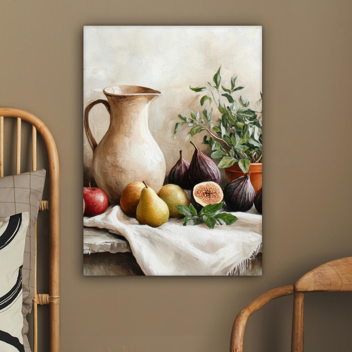 LEINWANDBILD Obst - Kräuter - Ländlich 60x80 cm - Naturfarben, Textil (60/80cm) - MuchoWow