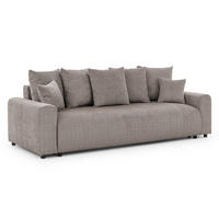 SCHLAFSOFA Calma mit Bettkasten im Bumpy-Design aus weichem Taupe Chenille-Stoff - Taupe/Schwarz, Holz/Kunststoff (239/88/98cm) - S-Style Möbel