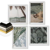 WANDBILDER 4er-Set - 50x50 cm & 40x60 cm Weißer Rahmen - Tropische Pflanzen für den Urlaub - Weiß, Kunststoff (50/50cm) - ArtPrintCave