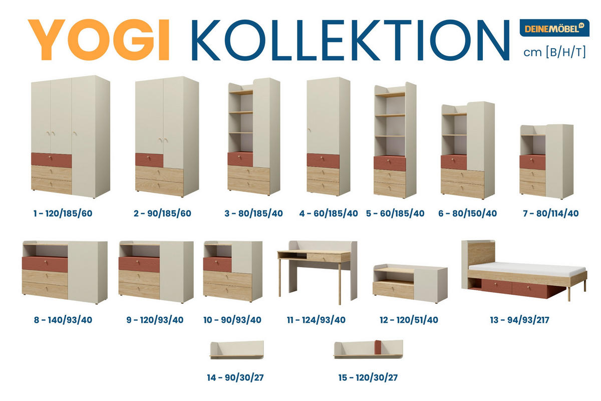 KINDERREGAL YOGI 04 60/185 cm in Graubeige / Geölte Eiche / Koralle - Greige/Koralle, Holzwerkstoff (60/185/40cm) - Deine Möbel 24