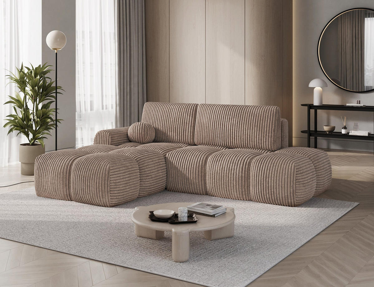ECKSOFA VITTARIO mit Schlaffunktion & Bettkasten – Modernes L-Sofa 227 cm, inklusive Kissen - Braun, Kunststoff (227/95cm) - Wohnideebilder