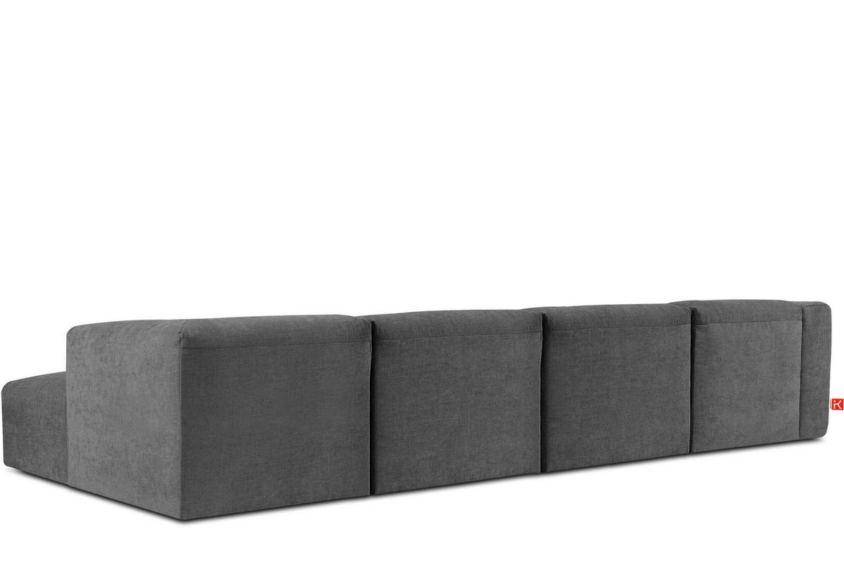 ECKMODULSOFA-RECHTS BUFFO 6-Sitzer mit extrem weicher Sitzfläche, Gewebestoff, aschfahl - Grau, Textil (377/180cm) - KONSIMO®