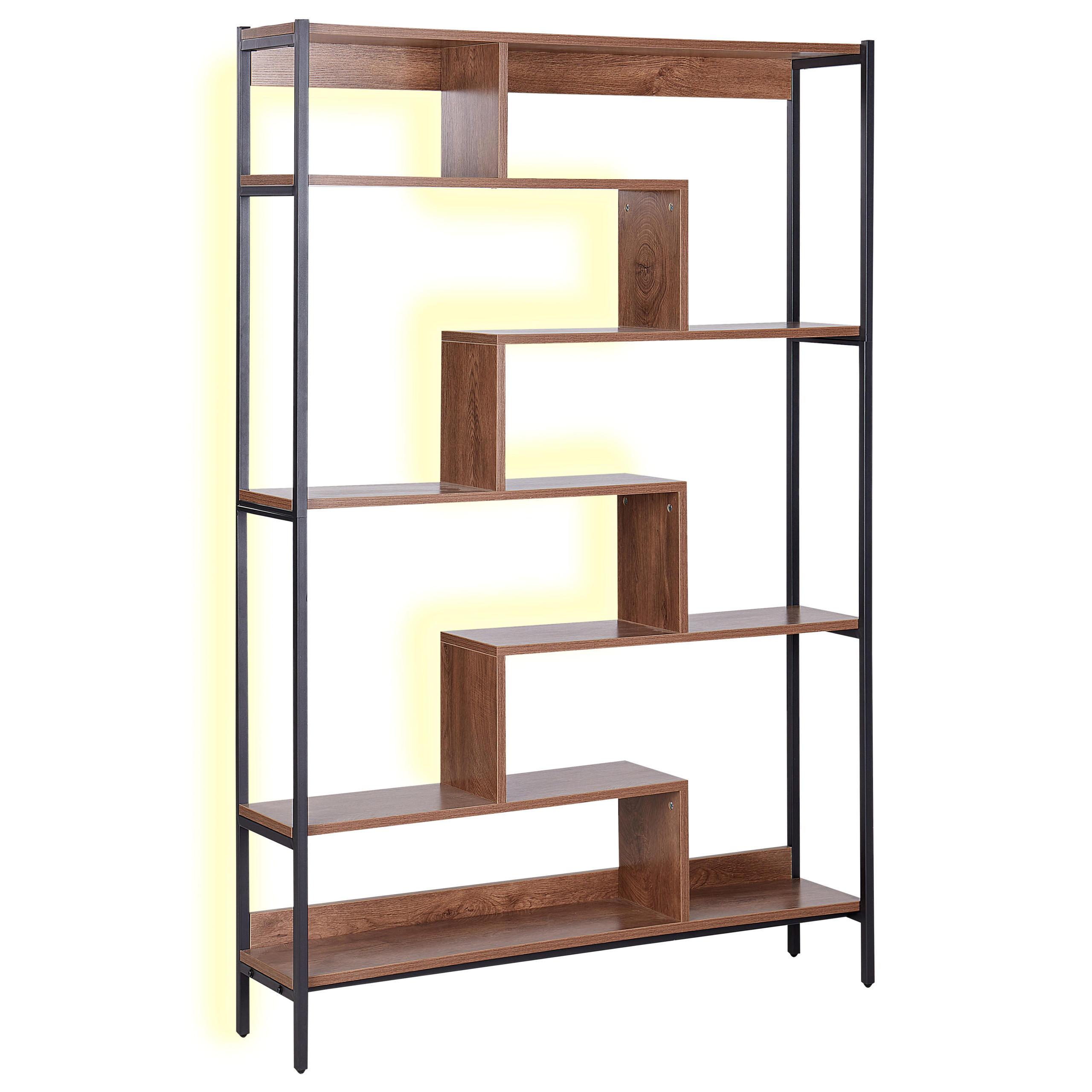 REGÁL s 6 policemi 180 cm Hnědý Daven - hnědá, kompozitní dřevo (120/180/27cm) - Beliani