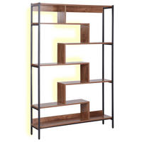 REGÁL s 6 policemi 180 cm Hnědý Daven - hnědá, kompozitní dřevo (120/180/27cm) - Beliani
