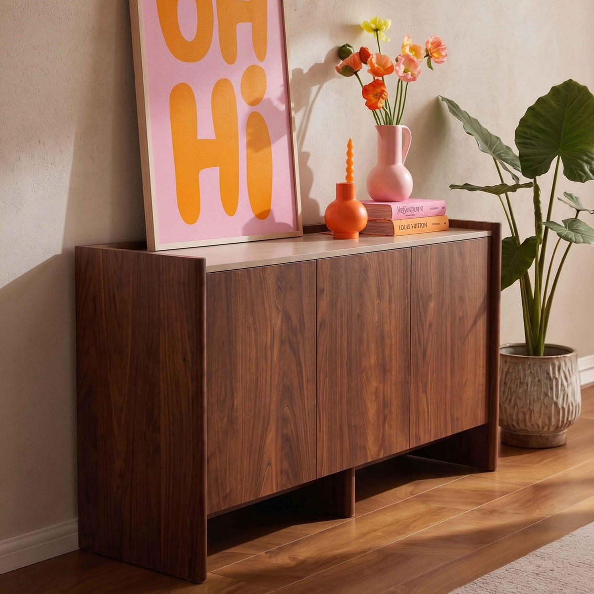 SIDEBOARD 140 cm, dunkles holz - Braun, Holz (140/75/40cm) - Oviala