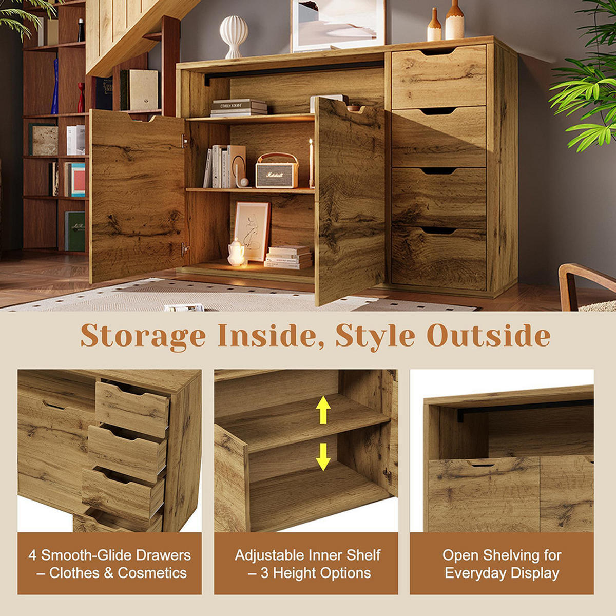 SIDEBOARD 150x40x90cm in Eiche - Alteiche, Holz (40/90/150cm)