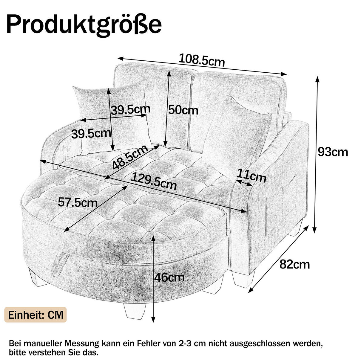 SOFA-BETT 132/129/93 cm aus Eukalyptusholz mit Aufbewahrungshocker Braun - Braun, Holz (129/93/132cm) - Modenvie