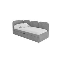 EINZELLBETT Jugendbett mit Bettkasten, Rechts - ALVY 80x200 Grau - Silberfarben, Holzwerkstoff/Textil (80/200cm) - ALTDECOR