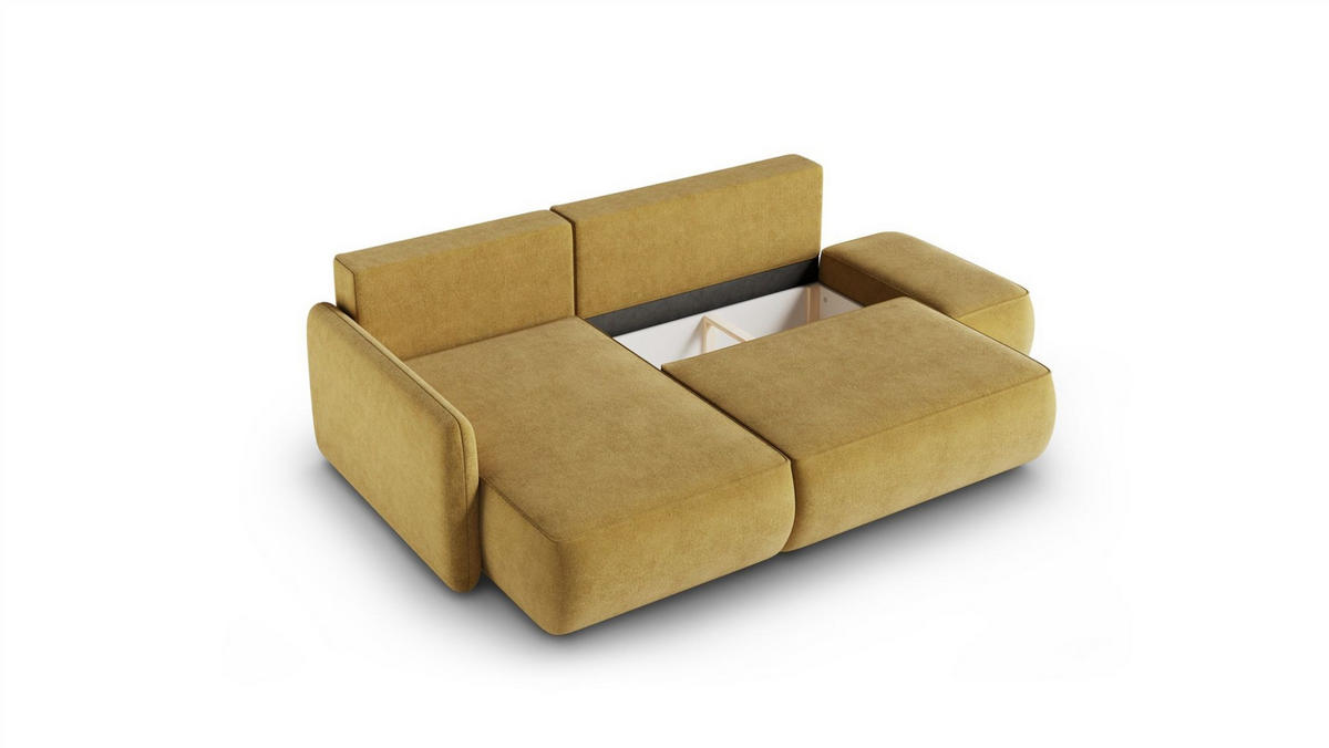 ECKSOFA Luka Mit Schlaffunktion - Gelb, Holzwerkstoff/Textil (229/148cm) - Fun Möbel