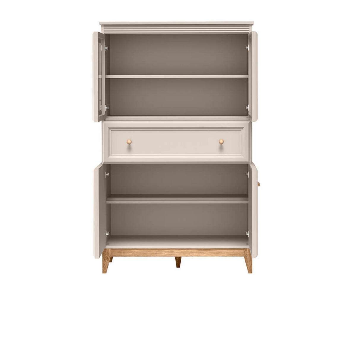 VITRINE Windsor W-5 92 x 150,5 x 40,5 cm Kaschmir - Kaschmir/Eichefarben, Eichenholz/Holzwerkstoff (92/150.5/40.5cm) - Koseto