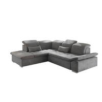 ECKSOFA mit Schlaffunktion mit Bettkasten und verstellbaren Kopf- und Rückenlehnen - Chromfarben/Dunkelgrau, Textil (276/240cm) - ed exciting design