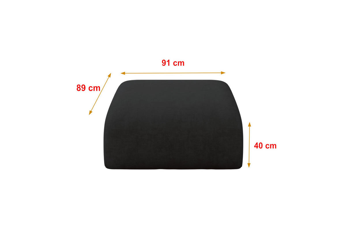 POUF MIRA-PUF 91x89x40 Schwarz cm Velours Modular Sitzhocker - Anthrazit/Schwarz, Holzwerkstoff/Kunststoff (91/40/89cm) - ALTDECOR