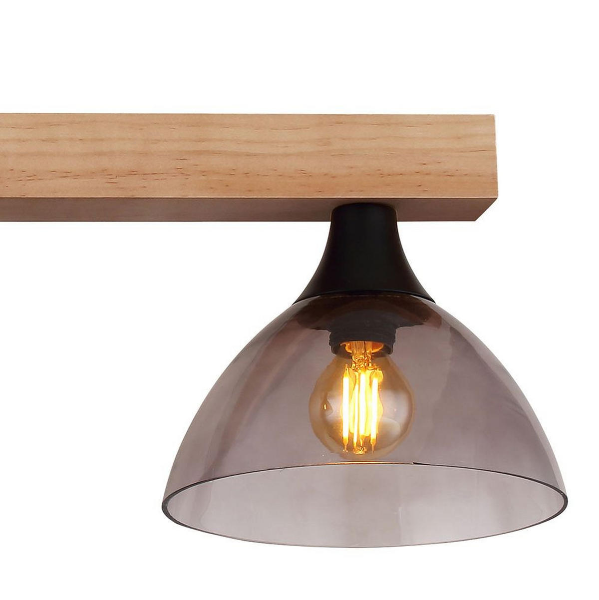 LED TISCHLEUCHTE Lindi Braun Holz Glas - Braun, Holz (96/17/150cm) - Globo Lighting