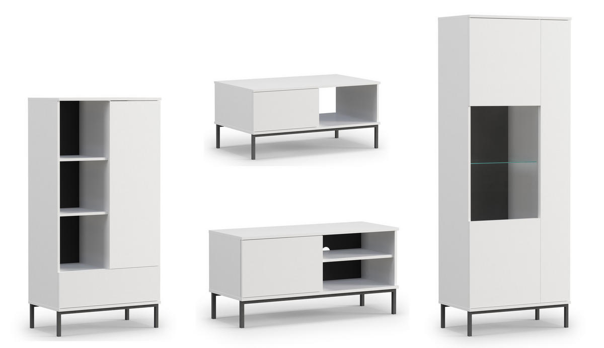 WOHNWAND Queba 1 Weiß 240/190/60 cm Funktional Modern - Weiß, Holzwerkstoff/Kunststoff (240/190/60cm) - AX Living