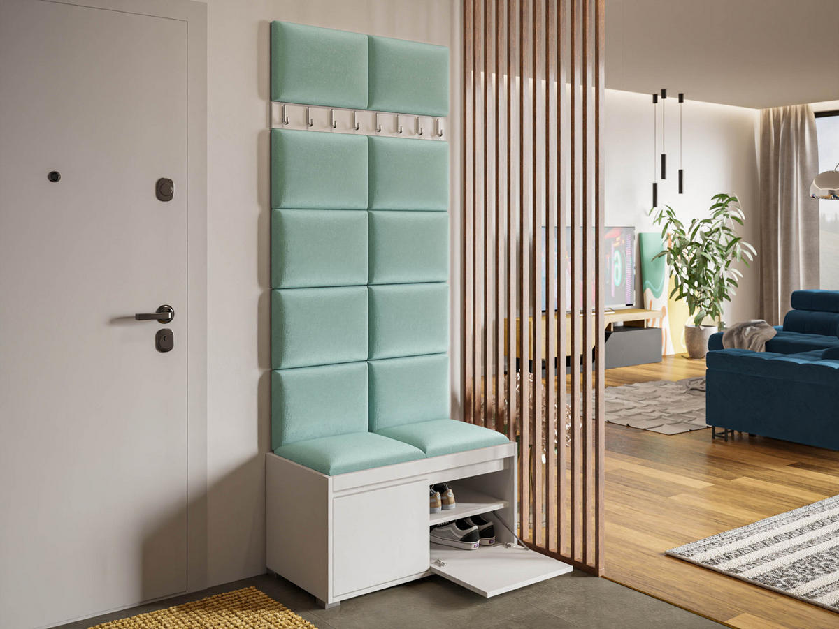 GARDEROBEN-SET Grawis 80 II - Silberfarben/Mintgrün, Holzwerkstoff/Kunststoff (84.5/45/34cm) - MIRJAN24