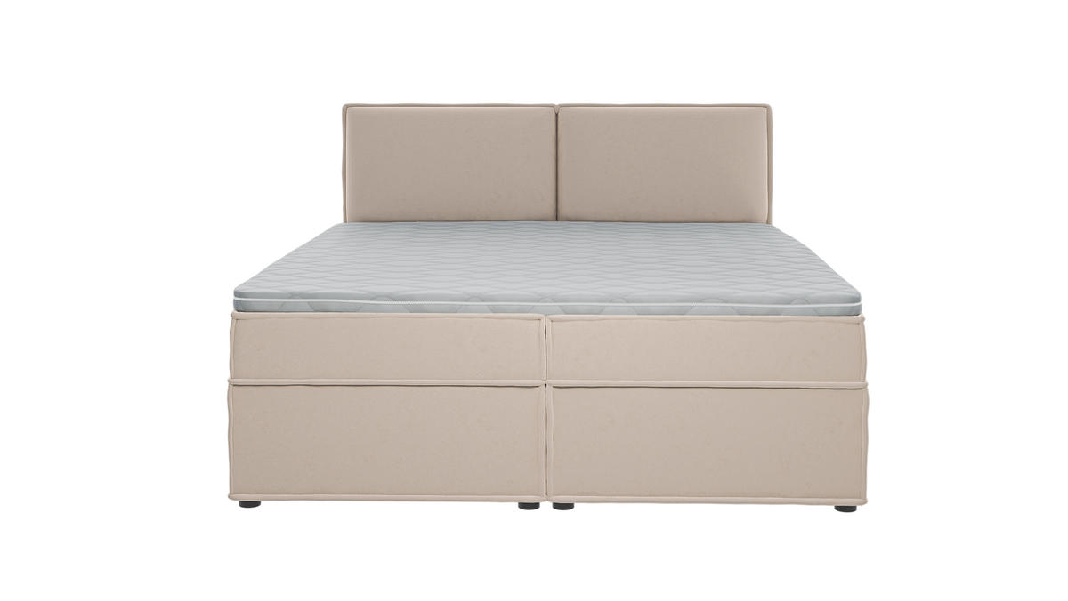 BOXBETT Eclipse 180/200 cm Beige Luxusmicrofaser - Beige/Schwarz, Holz/Kunststoff (180/200cm) - S-Style Möbel