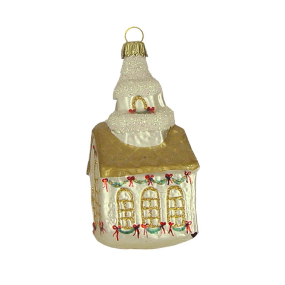 CHRISTBAUMSCHMUCK Kirche weiß matt 10 cm - Multicolor, Metall (0.1/10/0.1cm)