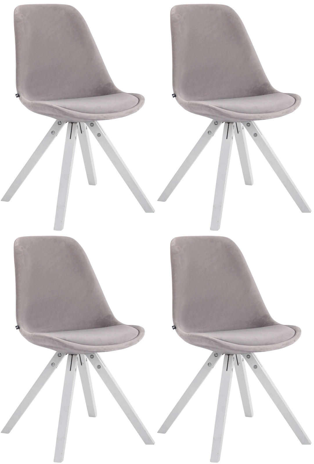 STUHL 4er Set Samt grau - Grau, Textil (48/84/56cm) - CLP