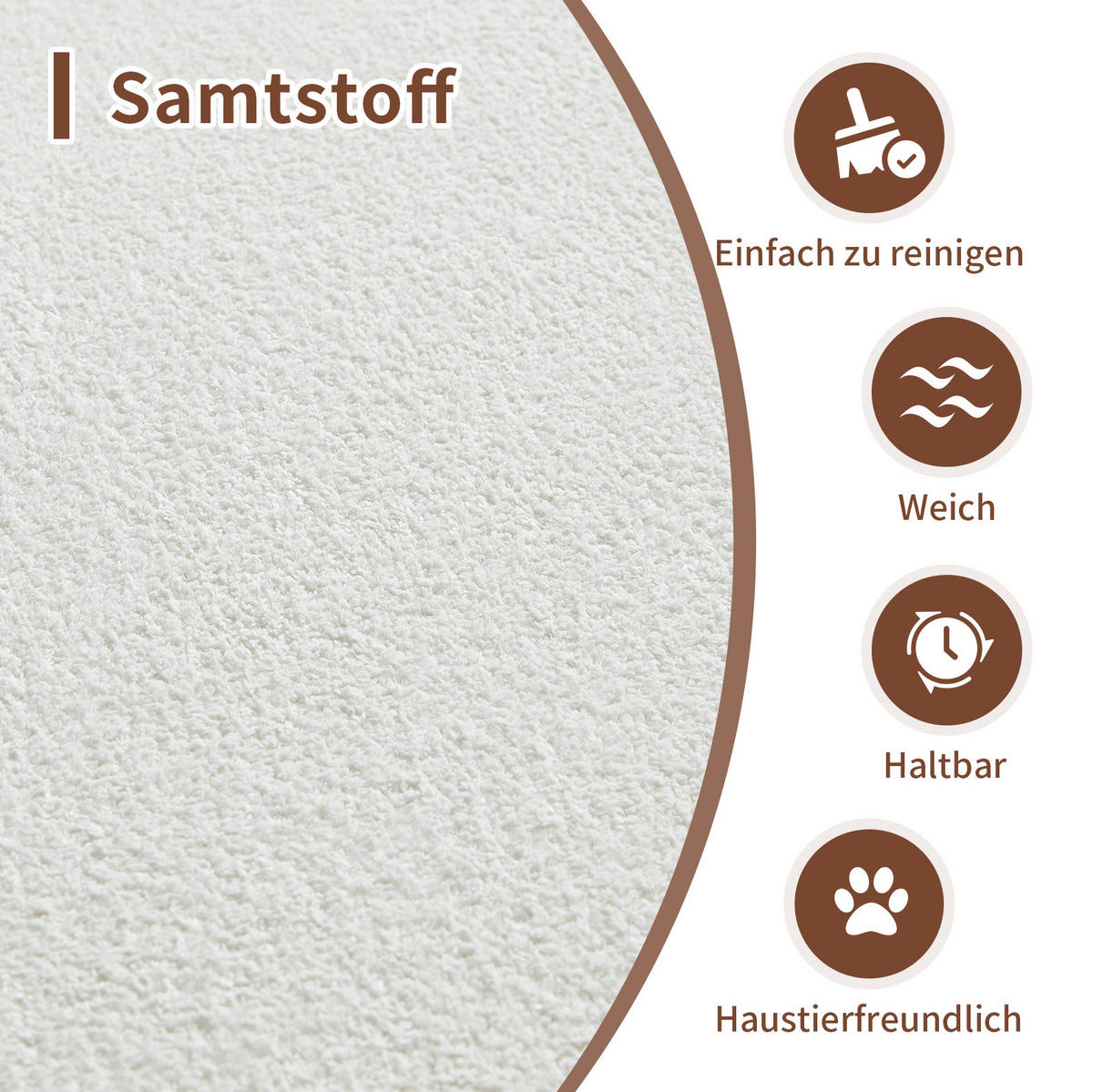 ECKSOFA modular 3-Sitzer 277 cm Samt White - Weiß, Textil (277/68/103cm) - IVMEU