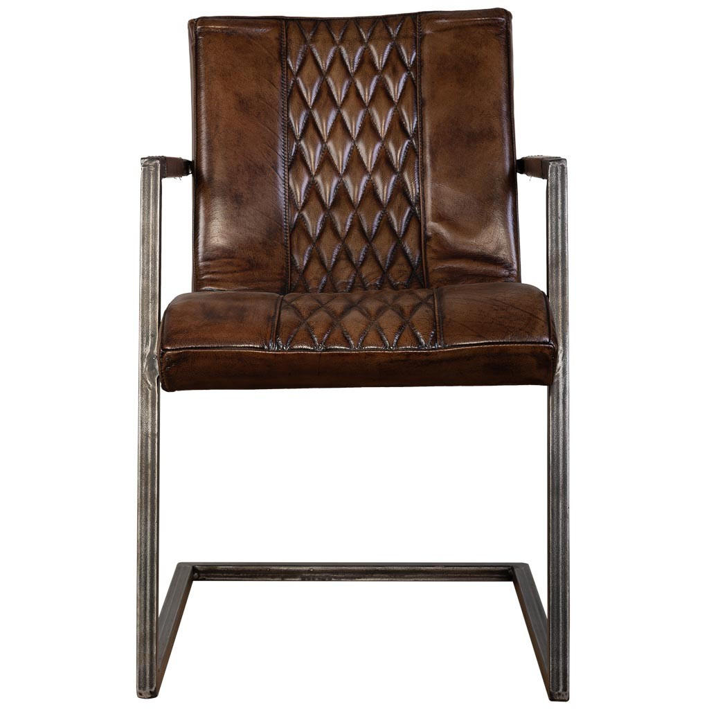 STUHL aus Metall und Leder, 51x65x82 cm braun - Braun, Metall (51/82/65cm) - Wanderlust
