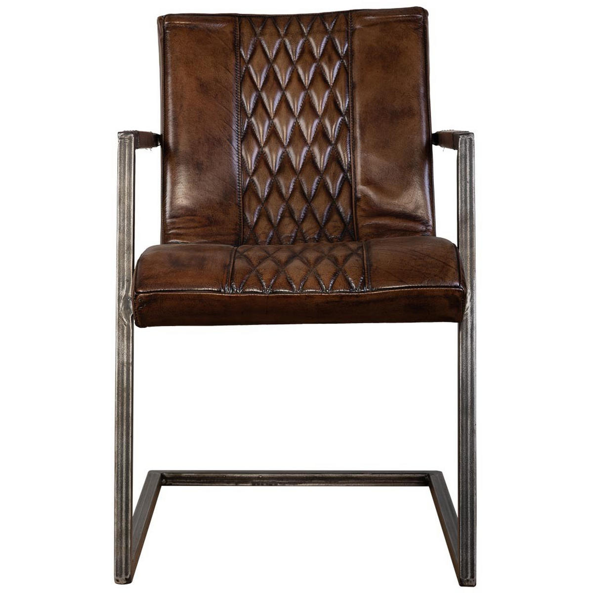 STUHL aus Metall und Leder, 51x65x82 cm braun - Braun, Metall (51/82/65cm) - Wanderlust