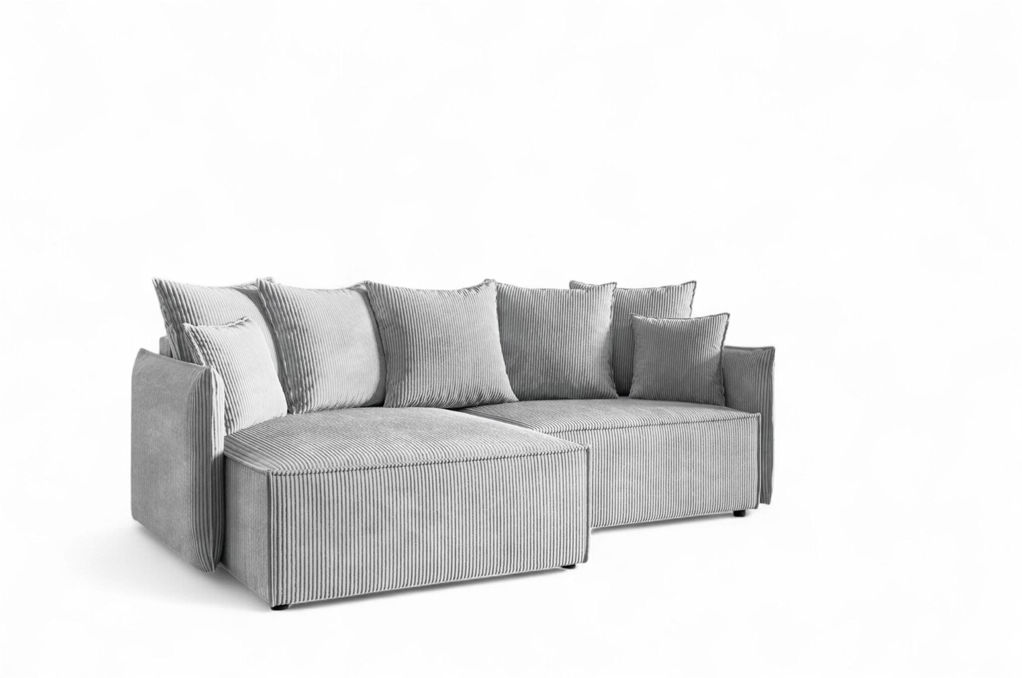 ECKSOFA Minea Mit Schlaffunktion - Hellgrau, Holzwerkstoff/Textil (221/153cm) - Fun Möbel
