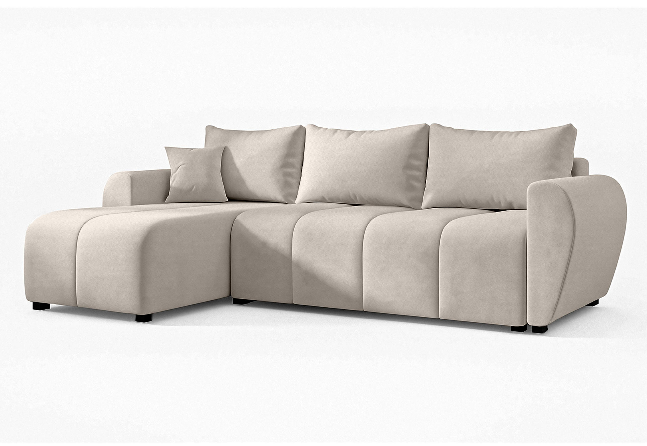 ECKSOFA L Form Malatya Beige 246/145/82 cm stilvolle mit Schlaffunktion L - Beige/Schwarz, Kunststoff/Textil (145/246cm) - AX Living