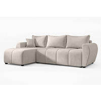 ECKSOFA L Form Malatya Beige 246/145/82 cm stilvolle mit Schlaffunktion L - Beige/Schwarz, Kunststoff/Textil (145/246cm) - AX Living