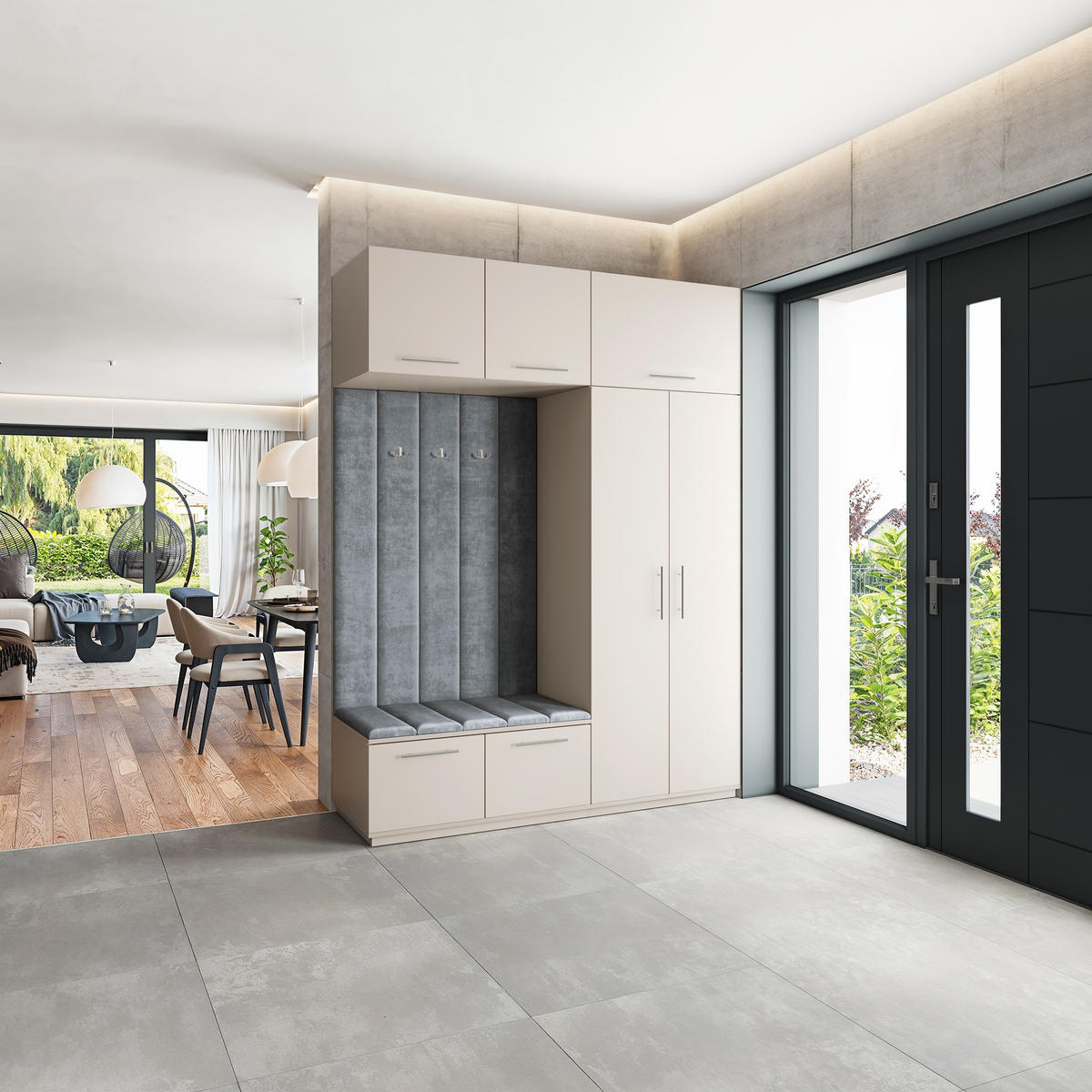 GARDEROBENSCHRANK REMA 180/240/60 cm Modern Garderobe-Set Kaschmir - Kaschmir/Grau, Holzwerkstoff (180/240/60cm) - MASSENO